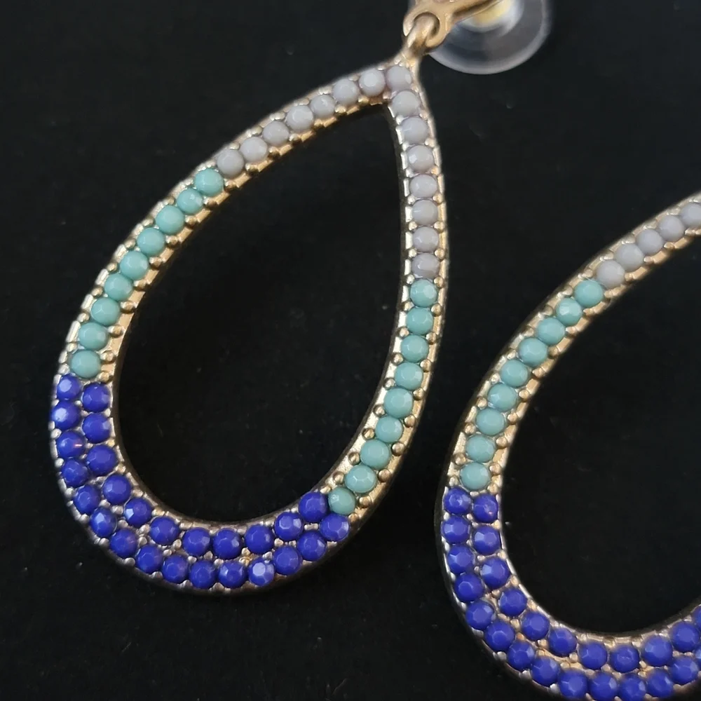 Teardrop Chandelier Rhinestone Dangle Hoop Earrings